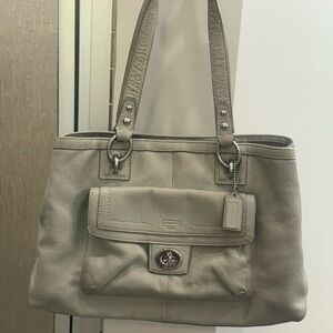 Coach Gray Leather Shoulder Bag